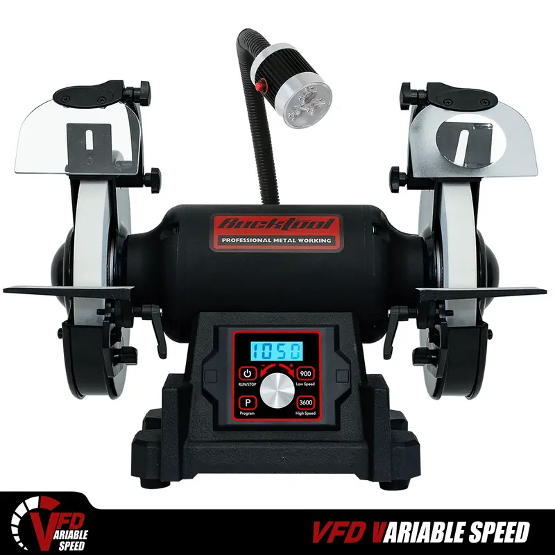 Bucktool Tds-I200Vl 8" Vfd Bench Grinder – 1Hp Wobble-Free Variable Speed For Knives & Metalwork 1