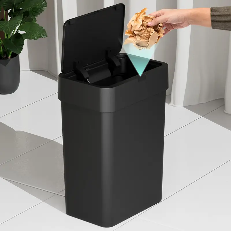 Buildskill 15L Touchless Smart Sensor Bin – Ipx5 Protection, 360° Sealed Lid, Quiet Soft-Close Function, Modern Abs Construction, Black 1