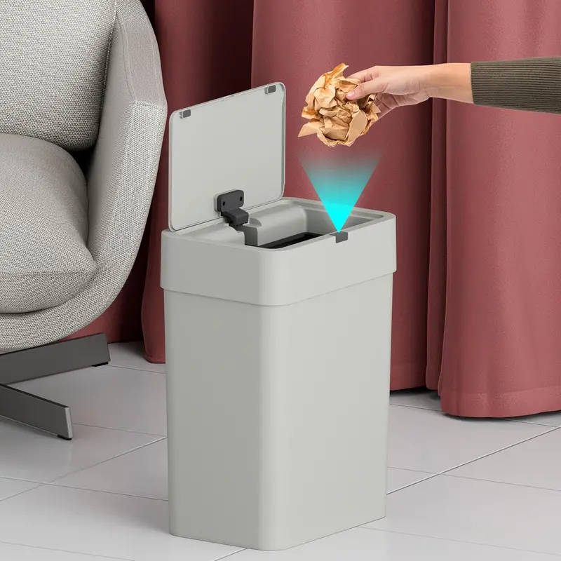 Buildskill 15L Touchless Smart Sensor Bin – Ipx5 Waterproof, Rotational Odor Barrier, Gentle Auto-Lid Operation, Space-Efficient Abs Body, Grey 1