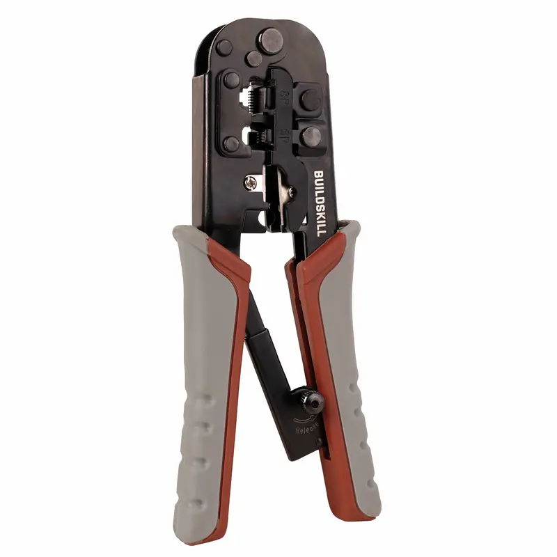 Buildskill 3-In-1 Network Crimping Tool – Integrated Wire Stripper, Cutter & Rj45/Rj11 Crimper For Data Cabling 1