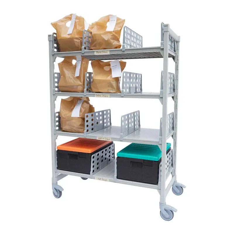 Cambro Cpm244875Fx4480 Premium Flex Station Shelving Unit – 24" X 48" X 75", 4-Tier W/ Dividers 1