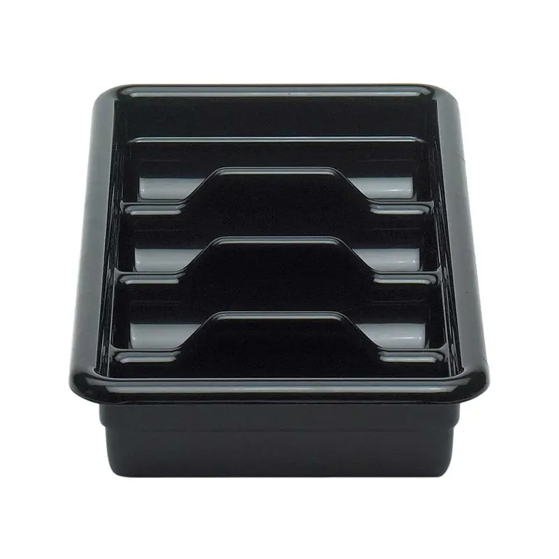 Cambro Hi-Gloss 4-Compartment Cutlery Organizer Box – Black Plastic 1