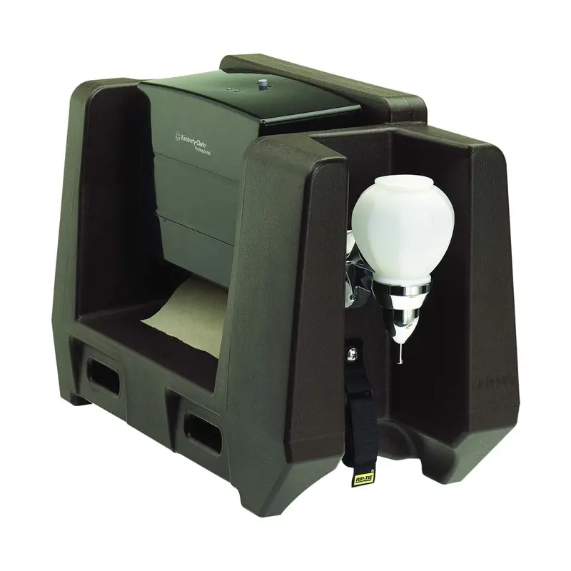 Cambro Hwatd131 Wall-Mounted Handwashing Station – Dark Brown, W/ Multi-Fold Towel & Soap Dispensers 1