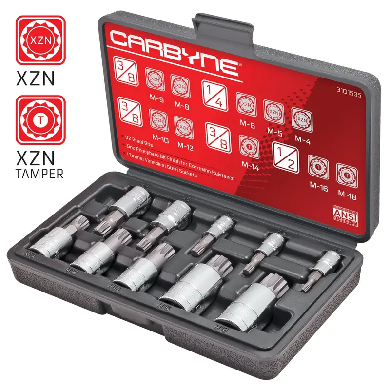 Carbyne 10-Piece Xzn Triple Square Bit Socket Set – Metric 4Mm–18Mm, Forged S2 Steel Bits 1