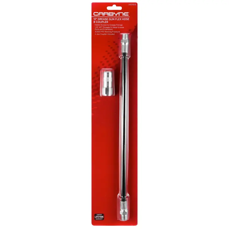 Carbyne 12-Inch Grease Gun Flex Hose With 1/8" Npt Coupler – Durable, Kink-Resistant Design 1