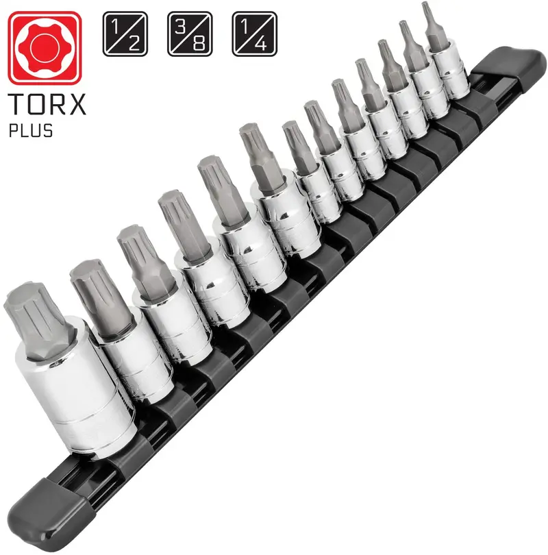 Carbyne 13-Piece Security 6-Lobe Torx Plus Socket Set — Tp-8/Ip-8 To Tp-60/Ip-60 1