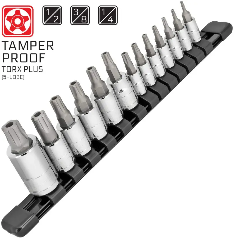 Carbyne 13-Piece Tamper-Resistant 5-Lobe Torx Plus Socket Set — Ipr-8 To Ipr-60 1