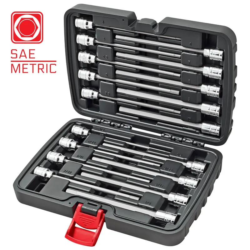 Carbyne 18-Piece Extended-Length Hex Bit Socket Set — Mixed Sae & Metric Sizes 1