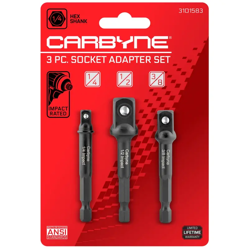 Carbyne 3-Piece Impact-Rated Socket Adapter Set — 1/4", 3/8", And 1/2" Drive 1