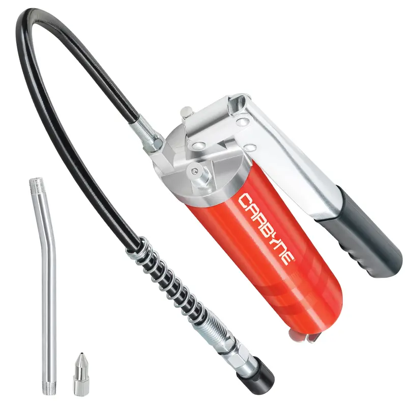 Carbyne Heavy-Duty Lever-Action Grease Gun – 8000 Psi, 18" Flex Hose + 6" Rigid Extension, 3-Way Loading, U.S.-Built 1