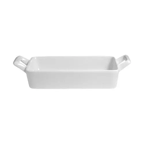 Ceramic Rectangular Baking Dish With Ergonomic Handle – 10 Oz Capacity, White 1