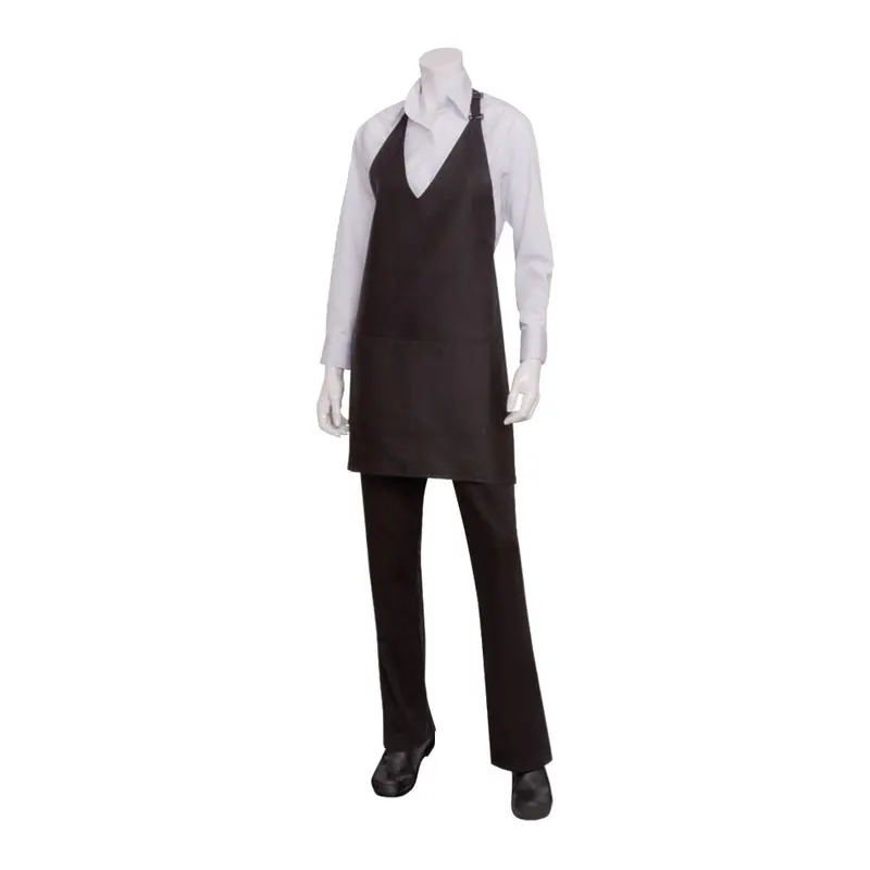 Chef Works F23 Black V-Neck Tuxedo-Style Apron 1