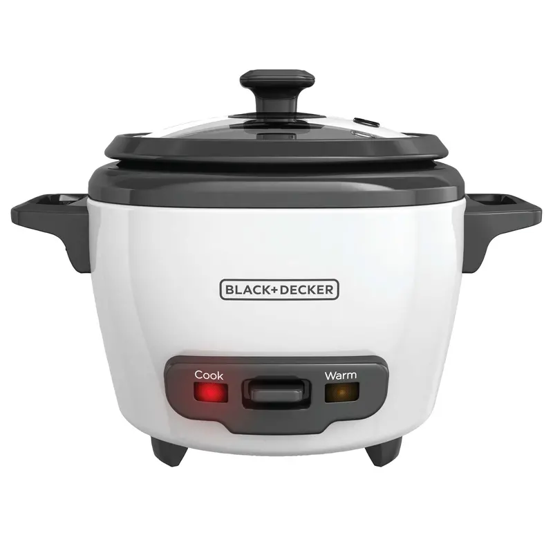 Compact 3-Cup Electric Rice Cooker With Auto Keep-Warm, White 1
