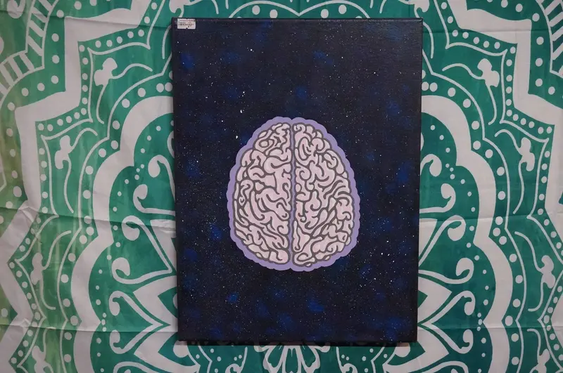 Cosmic Brain Surrealist Acrylic Canvas Print 1