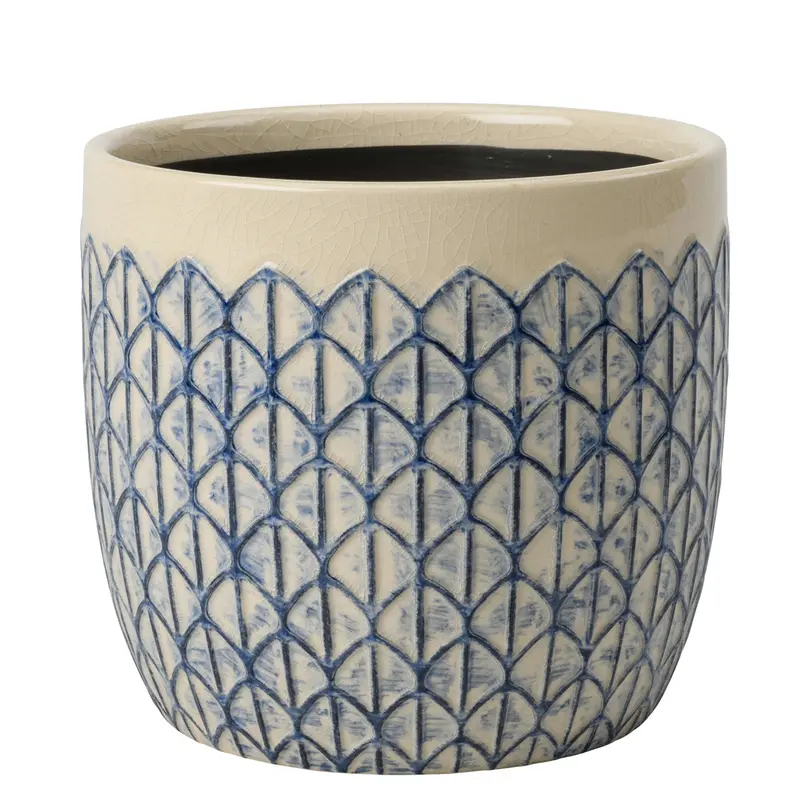 Cream Geometric Glazed Planter – Collector Series (16Cm) 1
