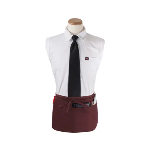 Culinary Essentials 859396 Burgundy 4-Pocket Waist Apron – Reinforced Stitching, Adjustable Ties 1
