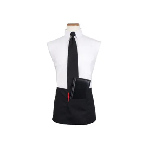 Culinary Essentials 859397 Black 4-Pocket Waist Apron – Lightweight, Durable Polyester-Cotton Fabric 1
