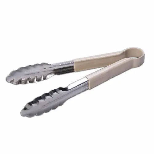 Culinary Essentials Nonstick Utility Tongs – 9-Inch Tan-Colored Serving Tool 1