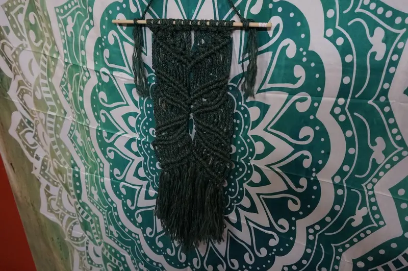Deep Emerald Macramé Wall Hanging Art Piece 1