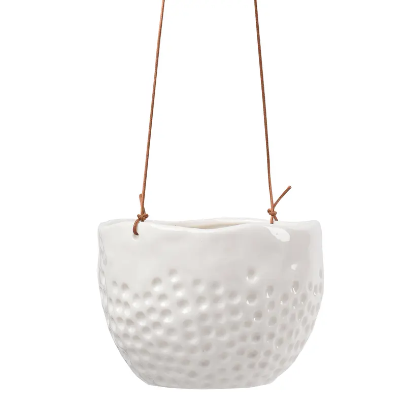 Dot-Embellished Hanging Ceramic Pot 1