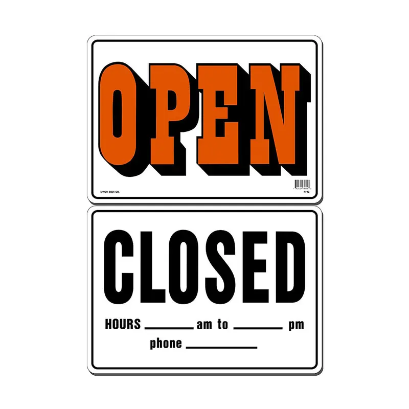 Dual-Message Door Sign: "Open / Closed" – 14" X 10", Weather-Resistant 1