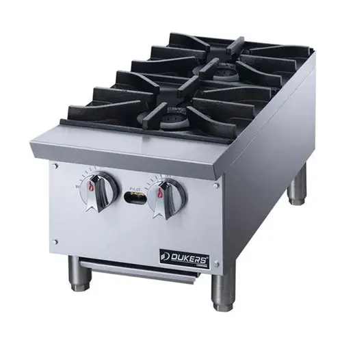 Dukers 12" Countertop Natural Gas Hotplate – Dual-Burner, Compact Design 1