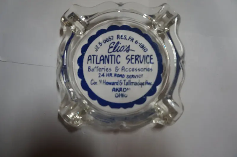 Elio’S Atlantic Service Gas Station Ashtray – Mid-Century Roadside Americana 1