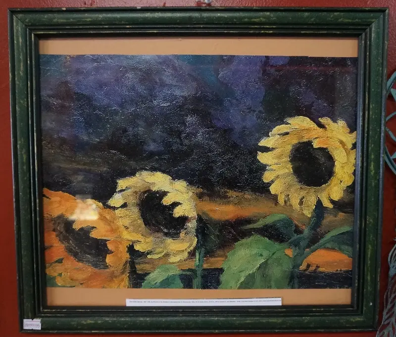 Emil Nolde'S 'Sunflowers In The Windstorm' – German Expressionist Print In Wood Frame 1