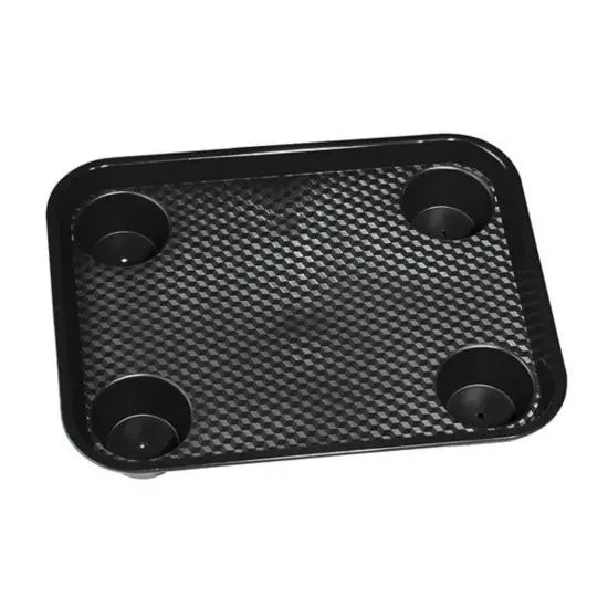 Get Ft-20-Bk Fast-Food Tray With Four Compartments – 17 X 14 Inch Black Polypropylene Tray For Takeout Service 1