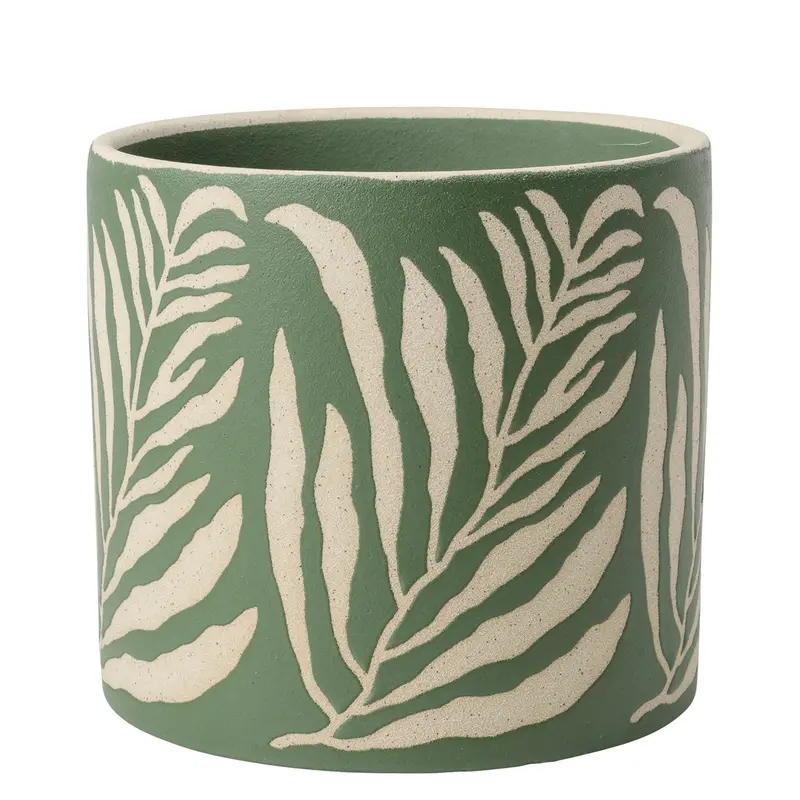 Green Leaf Textured Glazed Planter – Collector Series (16Cm) 1
