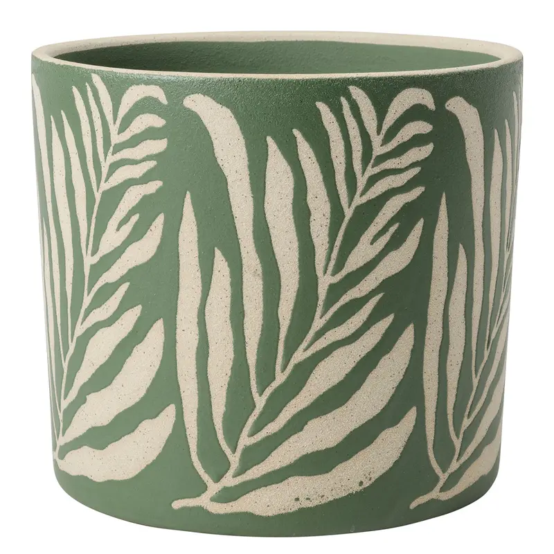 Green Leaf Textured Glazed Planter – Collector Series (18Cm) 1