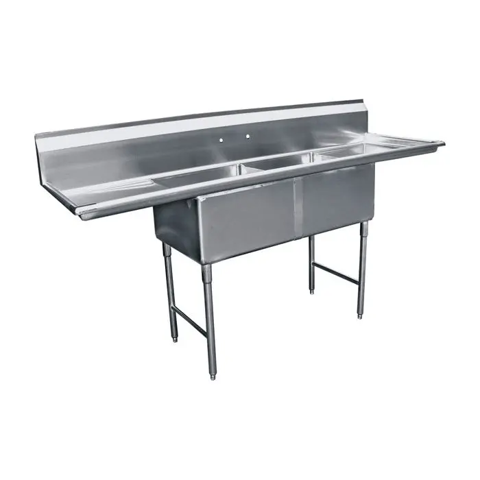 Gsw See18182D Stainless Steel 2-Compartment Sink With Dual Drain Boards (72.25" X 24" X 45") 1