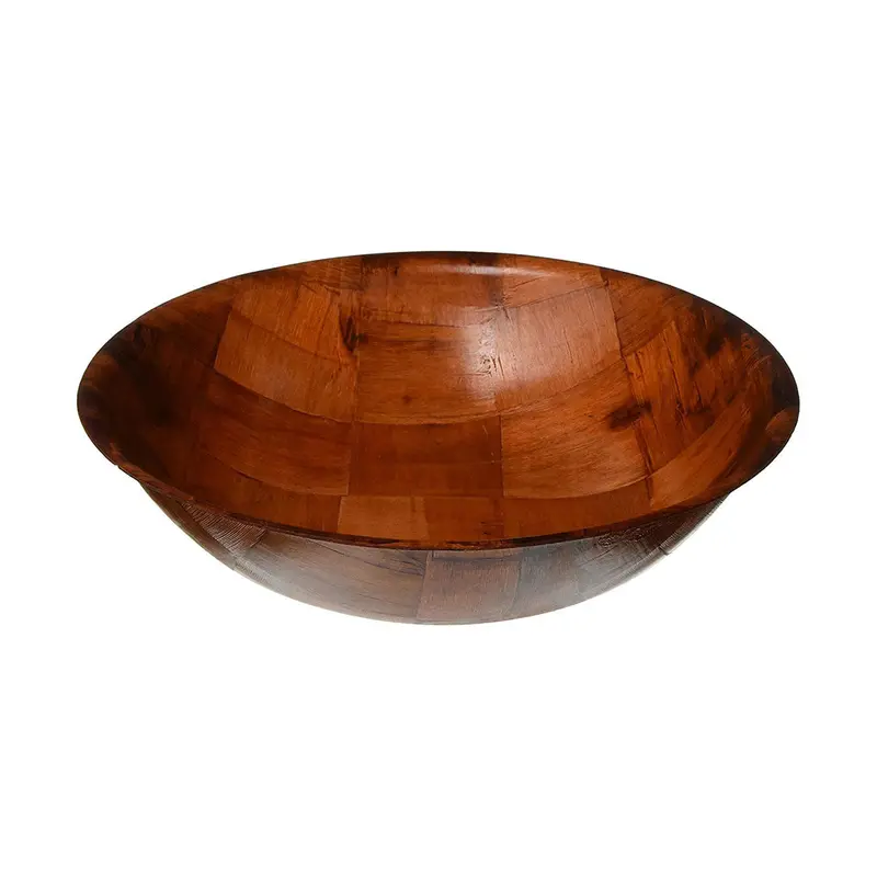 Handwoven Natural Wood Salad Bowl – 12-Inch Diameter 1
