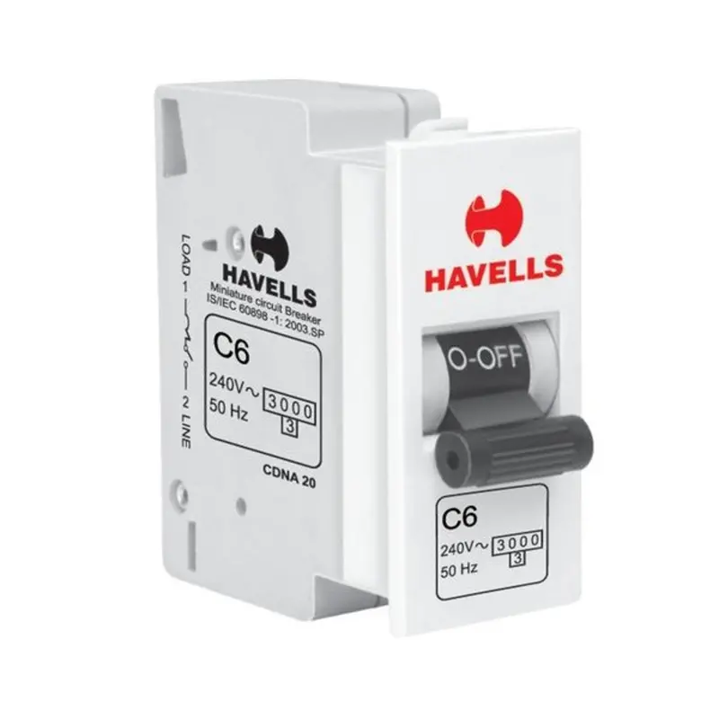 Havells Reo 6A Single-Pole C-Curve Miniature Circuit Breaker (Mcb) 1