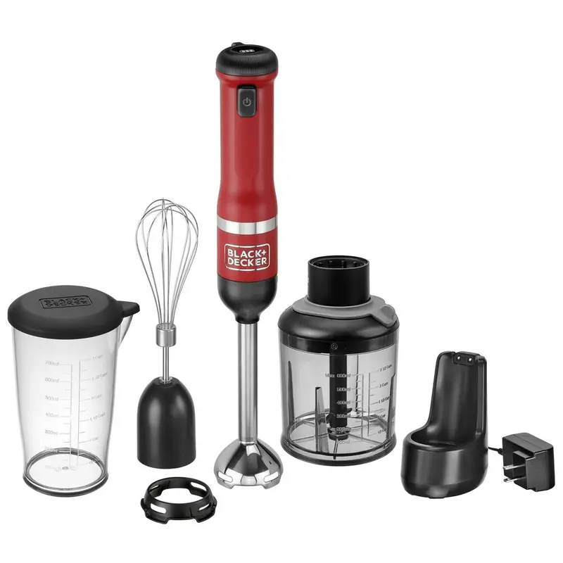 Kitchen Wand Cordless 3-In-1 Immersion Blender, Chopper & Multi-Tool – Red 1