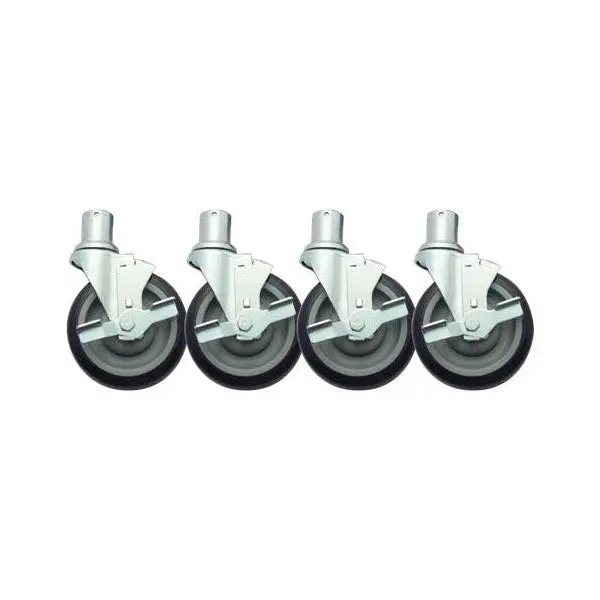 Krowne 28-151S Heavy-Duty Shelf Casters – 5-Inch Swivel Set Of 4 With Brakes 1