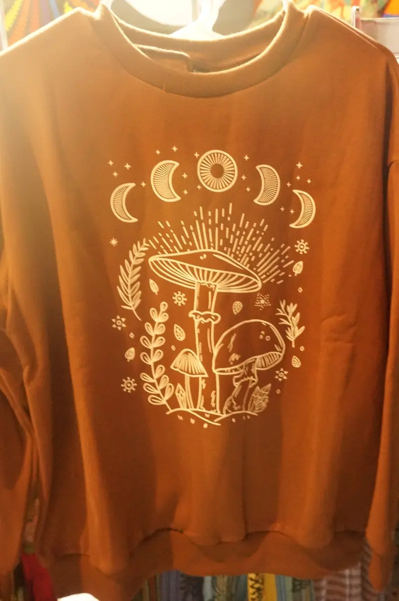 Lunar Cycle Mushroom Art Sweater | Hand-Printed Indie Knit 1