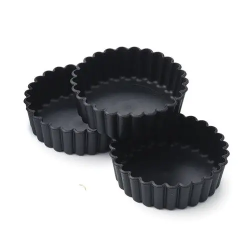Matfer Exoglass Fluted Tartlet Pan – 3-1/6" X 1/3"H, 12-Piece Set For Mini Tarts 1