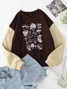Mushroom Design Sweatshirt – Soft Cotton Hooded Pullover 1