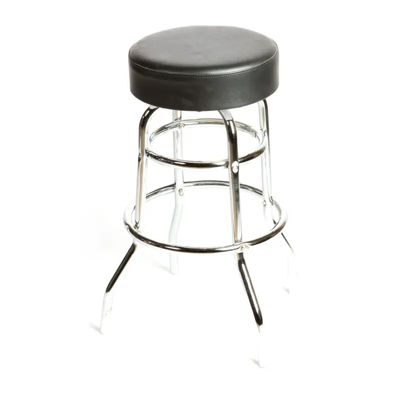 Oak Street Sl2129-Blk Swivel Barstool With Chrome Frame And Button-Tufted Black Seat 1