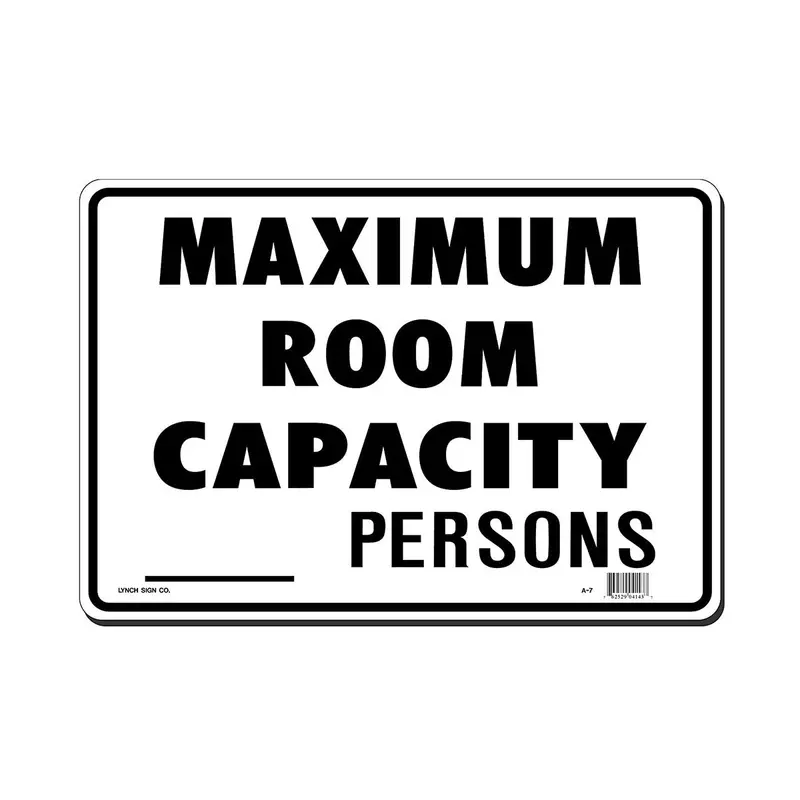 Occupancy Limit Sign: "Maximum Room Capacity" – 14" X 10" 1