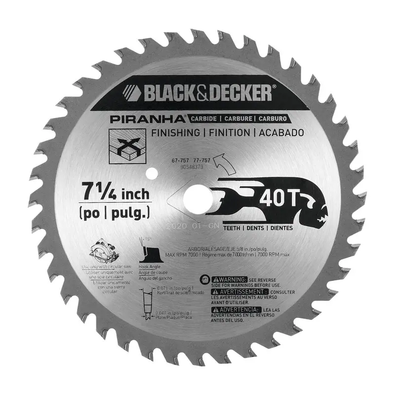 Piranha 7-1/4" 40-Tooth Atb Thin-Kerf Finishing Saw Blade – 5/8" Arbor 1
