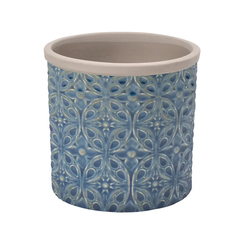 Porto Dark Blue Small Glazed Planter 1