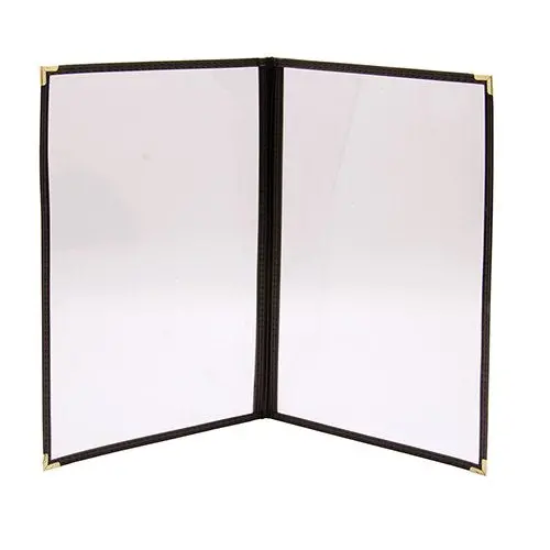 Premium Clear Double-Sided Sewn Menu Cover – Black, 8.5" × 14" 1