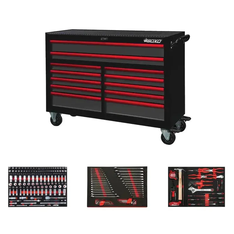 Pro Series 53-Inch 12-Drawer Rolling Tool Cabinet With 222-Piece Master Tool Set 1