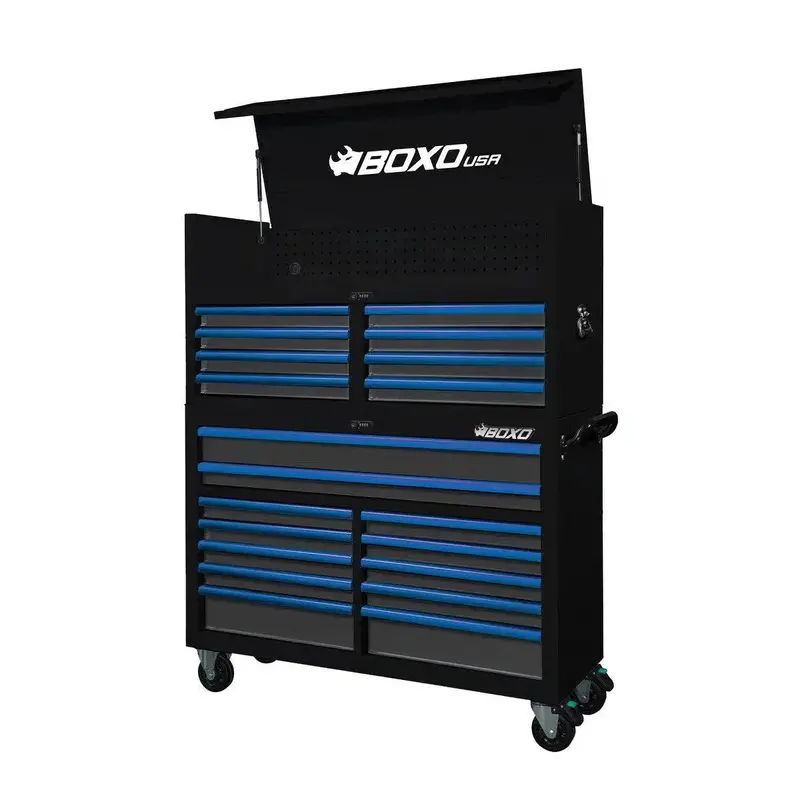 Pro Series 53-Inch 20-Drawer Black-And-Blue Rolling Tool Cabinet 1