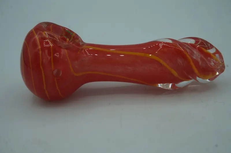 Red And Yellow Swirl Glass Pipe | Vibrant Handcrafted Chillum 1