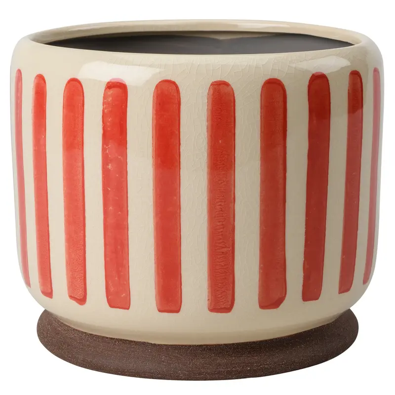 Red Striped Glazed Planter – Collector Series (18Cm) 1