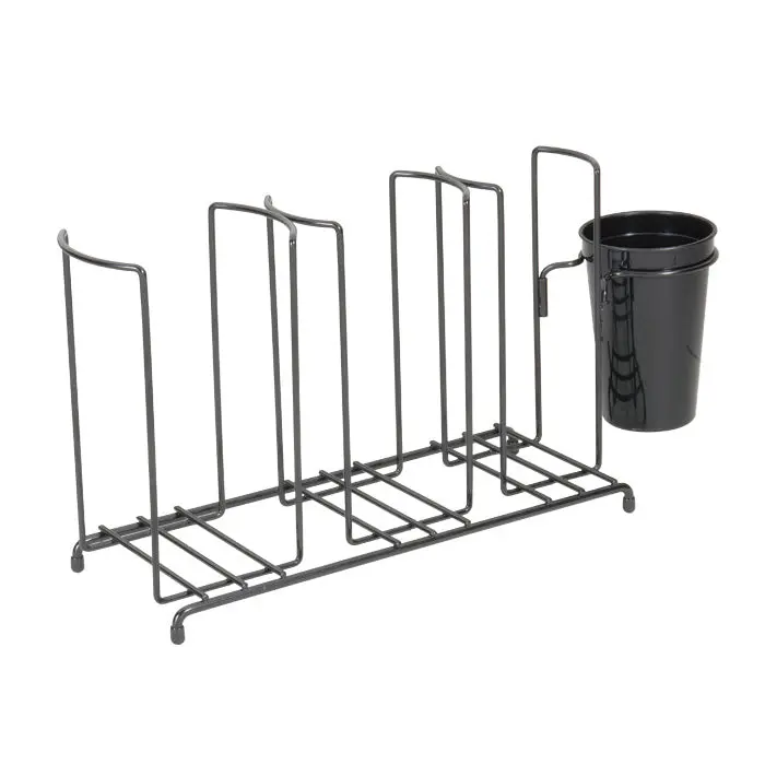San Jamar Cup & Lid Organizer – Black Wire 3-Tier Stackable Unit 1