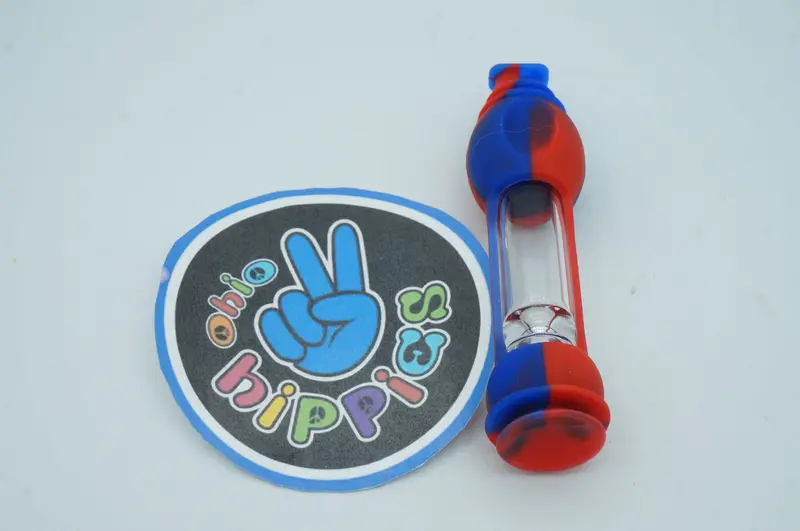 Silicone-Sleeved Glass Chillum Pipe – Ohio Hippies Smoke Shop 1